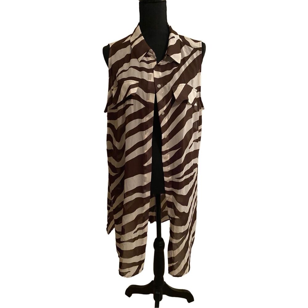 Chicho’s Summer Semi-Sheer Brown & White Zebra Tunic | Size 3XL